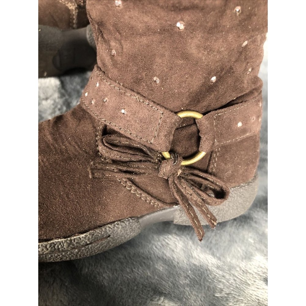 Piper Girls Boots Brown Bling Faux Fur Tops Size 7 - Picture 5 of 12